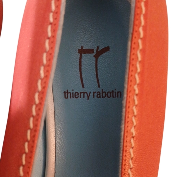 Thierry Rabotin Leather Pumps Orange/Red Heels size 7 - Picture 6 of 12